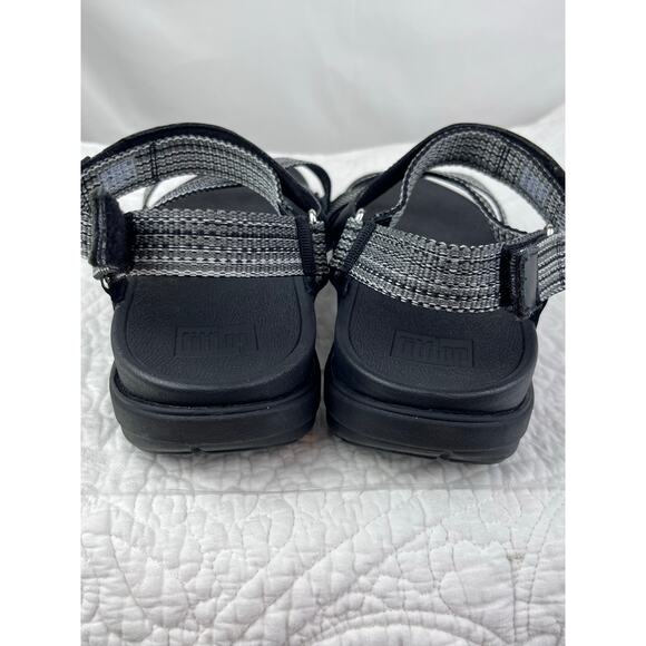 FitFlop Women 11 Black Fabric Strappy Waterproof Summer Vacation Sandal ES5-090A - Picture 8 of 11